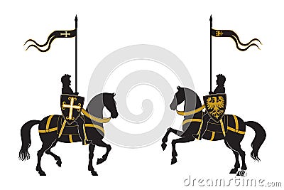 Silhouettes of two knights Vector Illustration