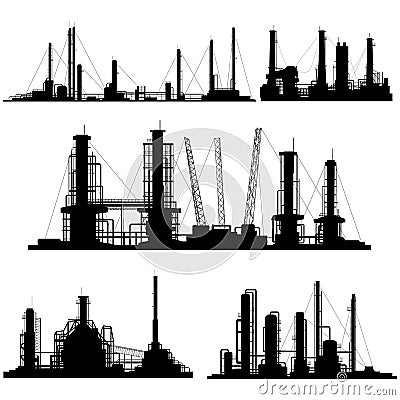 Silhouettes of units for industrial part of city. Vector Illustration