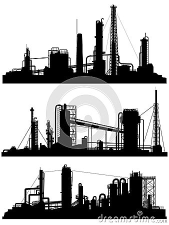 Silhouettes of units for industrial zone. Vector Illustration