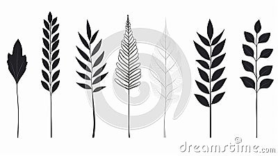 Ethereal Illustrations Of Minimalist Black And White Plants Stock Photo