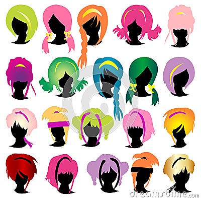 Silhouettes wig set Stock Photo
