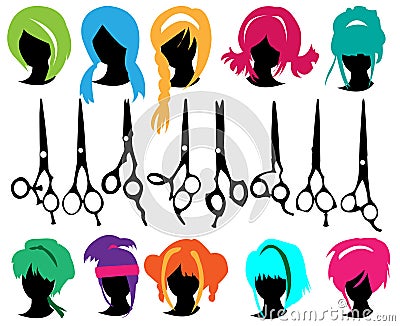 Silhouettes Wig Set Royalty Free Stock Photography - Image 