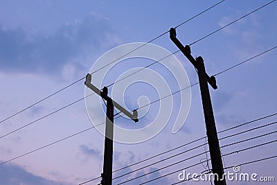 Silhouettes of wires Stock Photo