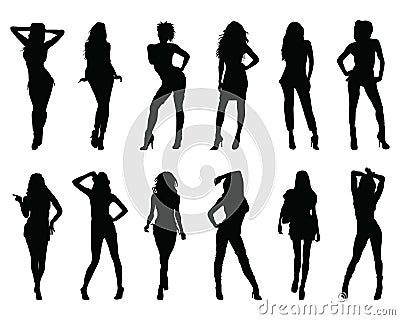 Silhouettes of women Stock Photo