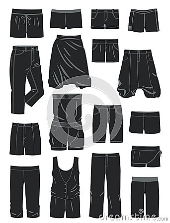 Silhouettes of women's shorts Vector Illustration