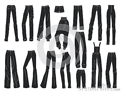 Silhouettes of women's trousers and shorts Vector Illustration