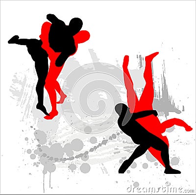 Silhouettes of wrestlers Vector Illustration