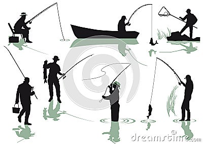 Silhouettierte Angler Vektor Abbildung Bild 40918322