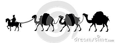 Silhoutte of a camel caravan Stock Photo