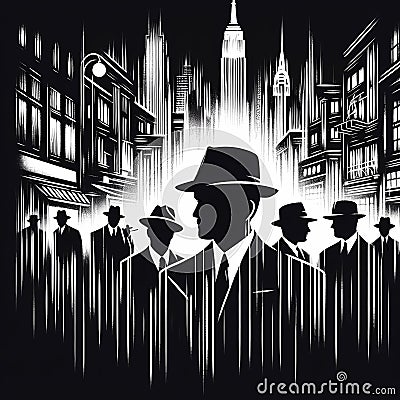 american mafia gangsters silhouette Stock Photo