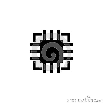 Silicon Microchip, Computer Chip Flat Vector Icon Cartoon Illustration