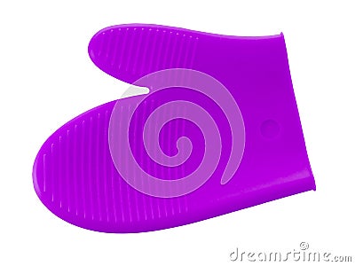 Silicon, silicone pot holders, ultra violet purple colour, isolated on white background. Modern kitchenware, mitt glove Stock Photo