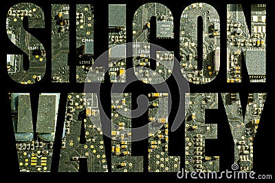 Silicon valley with circuit board background Stock Photo