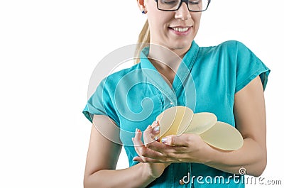 Silicone breast implant. Stock Photo