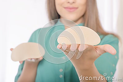 Silicone breast implant Stock Photo