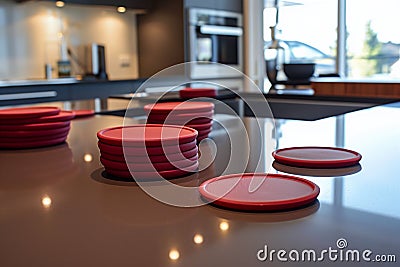 silicone coasters in a sleek kitchen, modern design Stock Photo