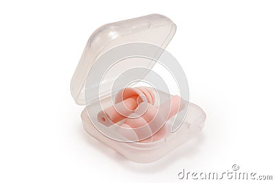 Silicone ear plugs for human ears Stock Photo