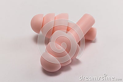 Silicone ear plugs for human ears Stock Photo