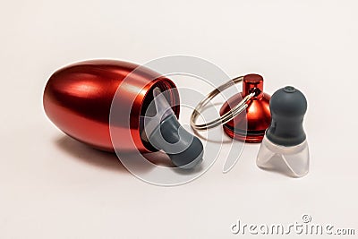 Silicone ear plugs for human ears Stock Photo