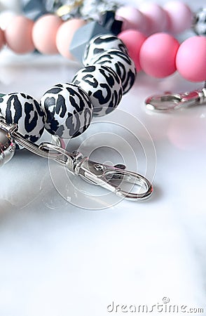 Silicone keychain and wristband Stock Photo