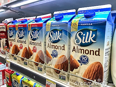 Silk almond milk Editorial Stock Photo