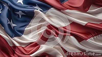 Silky Flowing American Flag Abstract - Generative AI Stock Photo
