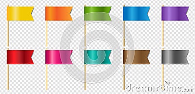 Silk Blue Ribbons Flags Isolated Transparent Background Vector Illustration