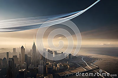 Silk cloth flies over the desert mountains in the wind Stock Photo
