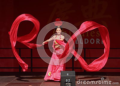 Silk dancer of the Chinese State Circus. Editorial Stock Photo