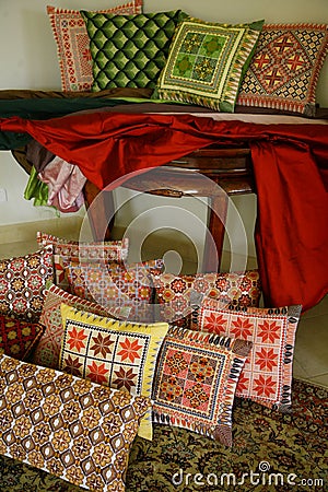 Silk Embroidered Arabian Art Stock Photo