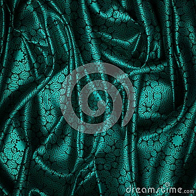 Silk fabric texture with geometric pattern. Many irregular folds. Abstract background best for luxury desing. Stock Photo