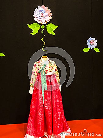 Silk Gown at the Festival of the Orient in Rome Italy Editorial Stock Photo