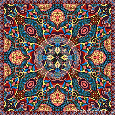 Silk neck scarf or kerchief square pattern design Vector Illustration