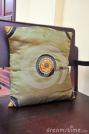 Silk pillow in thai style Stock Photo