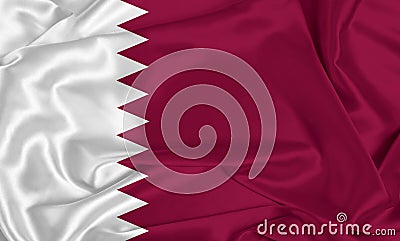 Silk Qatar Flag Stock Photo