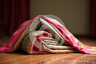 silk saree folded, showcasing its beauty Stock Photo