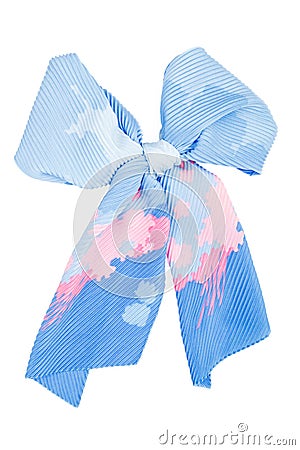 Silk scarf. Blue silk scarf folded like bowknot Stock Photo