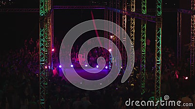 Silk Sisters Aerial Show Acrobatics at the Night Editorial Stock Photo