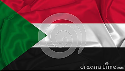 Silk Sudan Flag Stock Photo