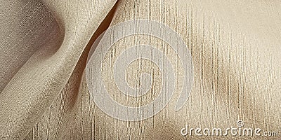 Silk texture wave curtain organza fabric light beige 3d illustration Cartoon Illustration