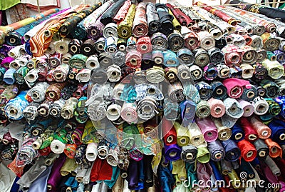 Silk in various colors Stock Photo