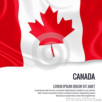 Silky flag of Canada waving on an isolated white background with the white text area for your advert message. Stock Photo