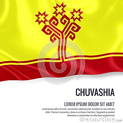 Silky flag of Chuvashia waving on an isolated white background with the white text area for your advert message. Stock Photo