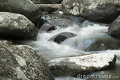 Silky Mini Waterfalls on the Hazel River Closeup Long Exposure - Shenandoah National Park, Virginia, USA Stock Photo