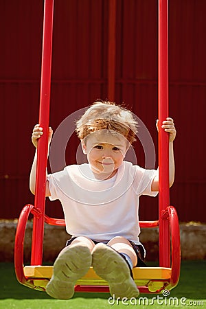 Silky shine. Boy child with short haircut. Small child with stylish haircut. Small boy with blond hair. Kids haircare Stock Photo