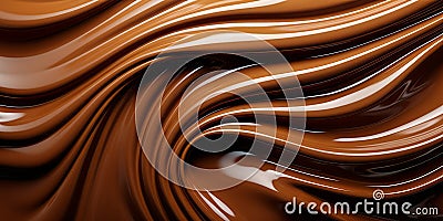 Silky Smooth Chocolate Swirls Flowing in a Lustrous Wavy Pattern with a Luxurious Glossy Finish Stock Photo