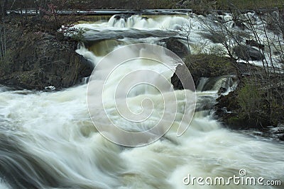 Silky water of Cargill Falls of the Quinebaug River, Connecticut Stock Photo