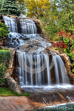 Silky Waterfall in High Dynamic Range Stock Photo