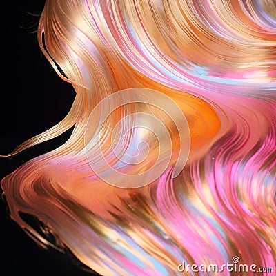 Silky wavy colourful holographic foil hair wallpaper Stock Photo
