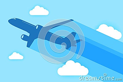 sillhouette blue plane on sky background Vector Illustration